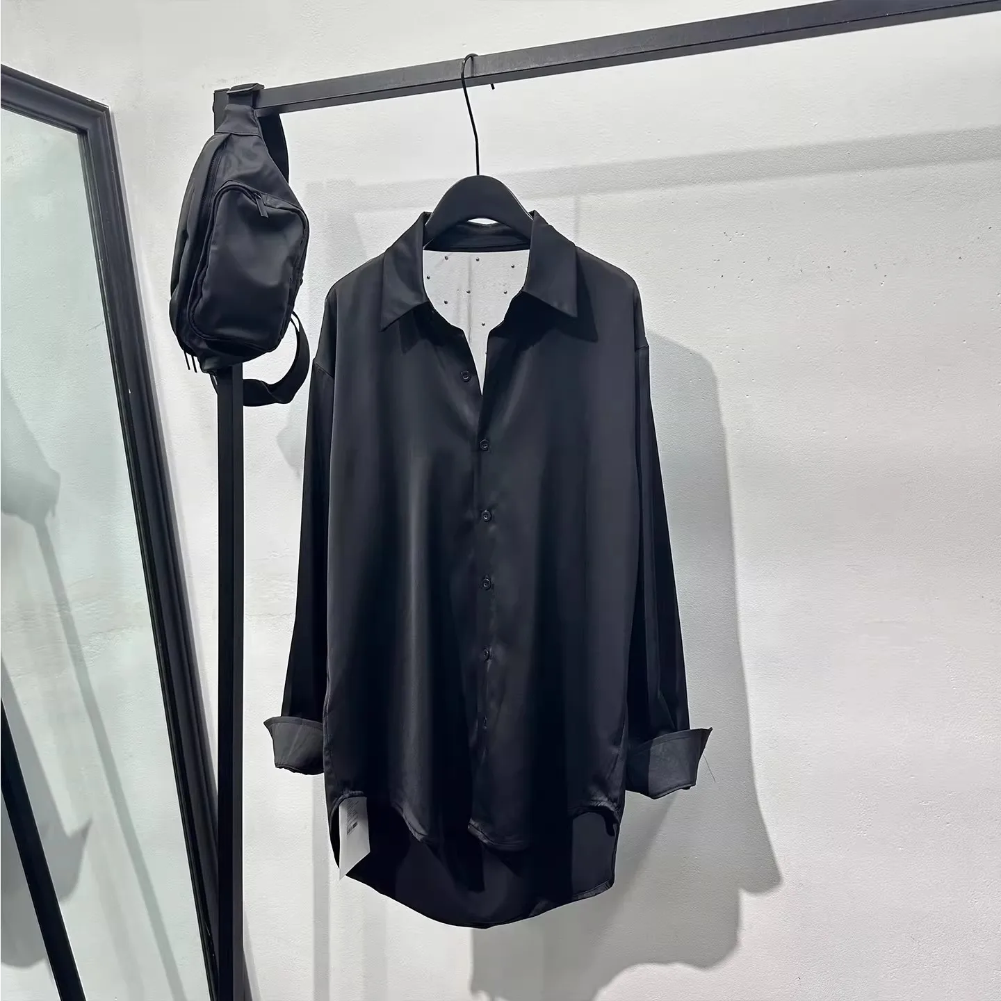 

Men Casual Shirts High Street Style Men's Clothing Spring Male Autumn Black Long Sleeve Shirts