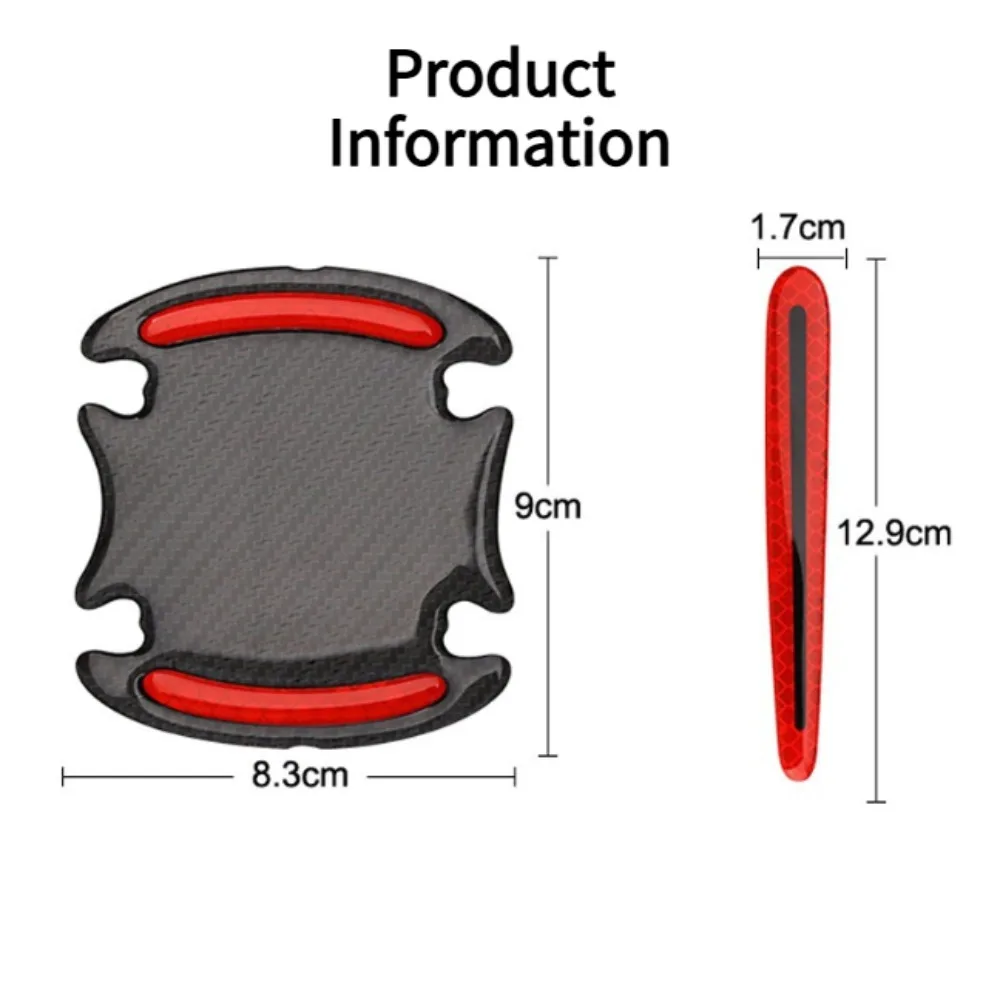 4PCS Carbon fiber car sticker, car door handle scratch resistant paint protection film, reflective film