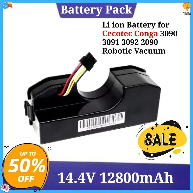 

14.4V 12800mAh Li ion Battery for Cecotec Conga 3090 3091 3092 2090 Robotic Vacuum Cleaner Conga 3090 Accessories battery