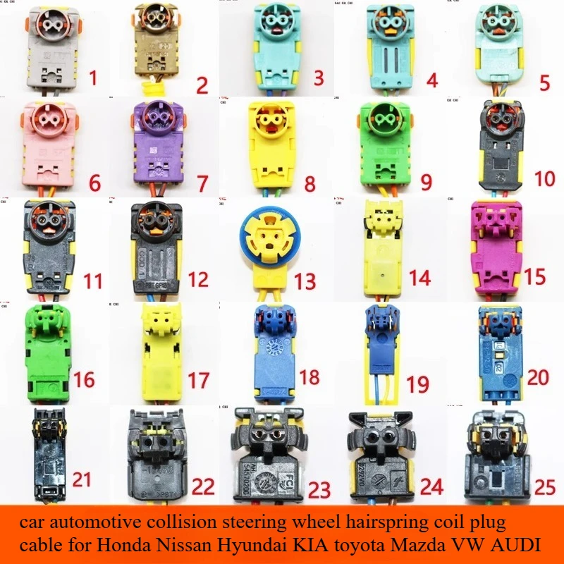 Car Automotive Collision Steering Wheel Hairspring Coil Plug Cable for Honda Nissan Hyundai KIA Toyota Mazda VW AUDI