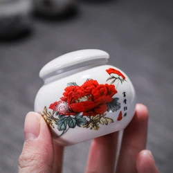 Portable Small Tea PotCeramic Small Cream PotPill Cream Square Powder BoxCeramic Honey Sealed PotSmall Round Potceramic Bottle