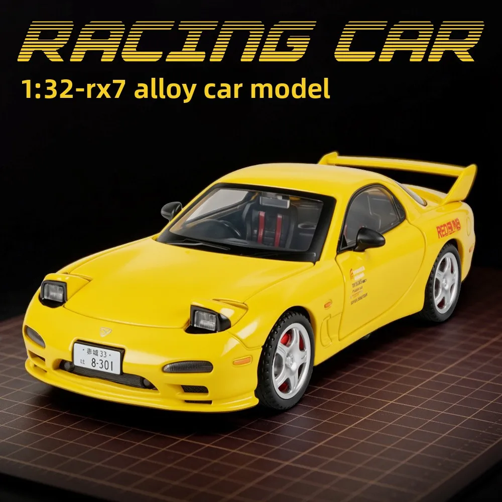 1:28 Mazda RX7‑FD Alloy Diecast Car Model, Shockproof Toy Vehicle with Light & Sound, Collectible Sports Car for boyfriend