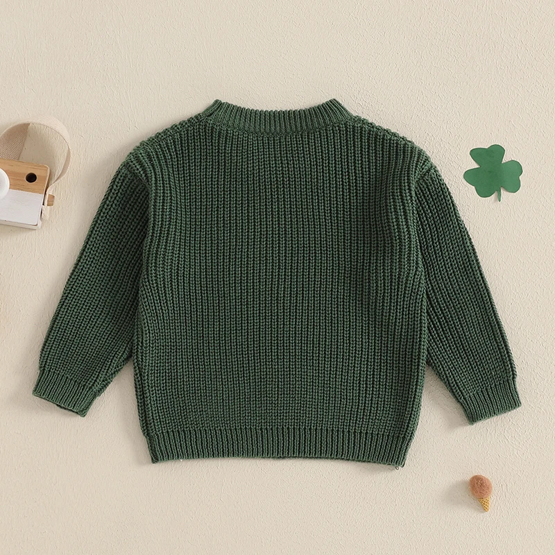 Toddler Girls Boys Sweater Letter Clover Embroidery Long Sleeve Baby Pullovers Ireland Clothes Spring Casual Tops