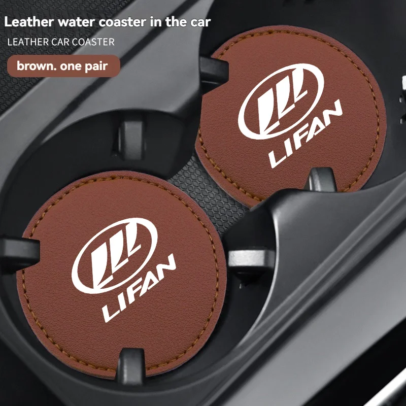 

2Pcs Car Coaster Mats Water Cup Bottle Anti-slip Pads with logo For Lifan Solano X60 X50 520 620 320 2020 125cc Car Accessories