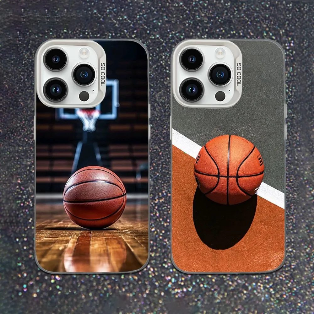 

Sport Basketball Phone Case For iPhone 16,15,14,13,12,11,Mini,Pro,SE,MAX White Matte Shockproof Cover