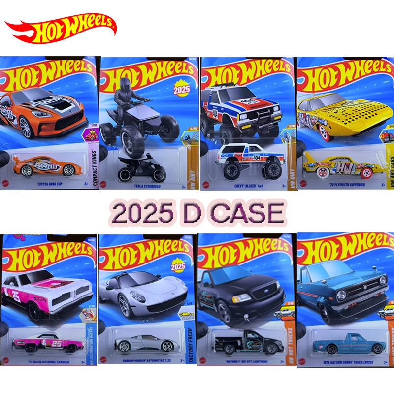 (Presale) Hot Wheels 1/64 Car 2025 D Case Models Dodge Toyota Ford Chevy Tesla Cyberquad Gordon Datsun Truck Toys for Boys Auto