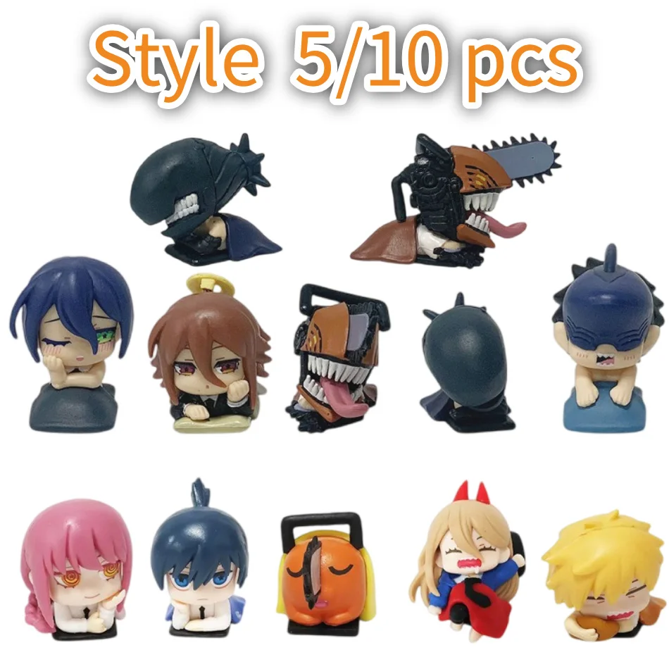 5/10/Set Anime Q-Version Chainsaw Man Schlafpose Denji Reze Pochita Makima Actionfigur PVC Desktop Kapselfigur Modell Spielzeug