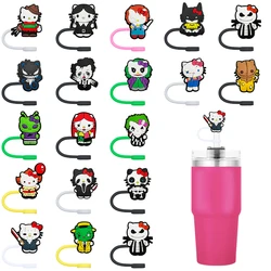 MINISO Hello Kitty Straw Cover Cap 10MM Drink Straw Plug,1-6Pcs Reusable Splash Proof Drinking Fit Cup Straw Cap Charms Pendant