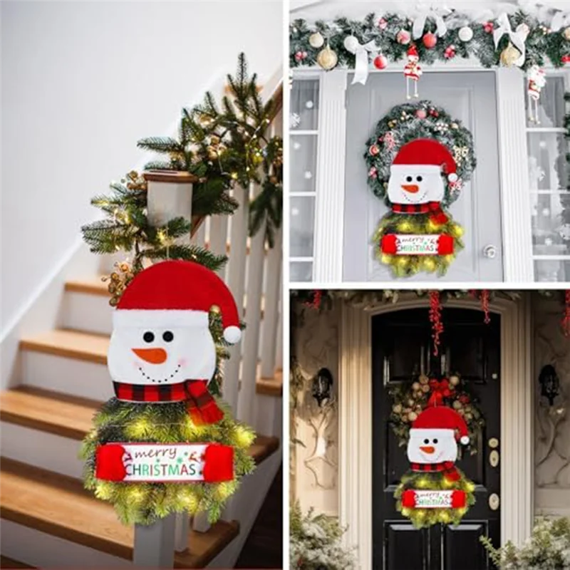 A59E-إكليل عيد الميلاد مع الضوء كما هو موضح زينة جدار الباب الأمامي البلاستيكية مضاءة إكليل باب عيد الميلاد