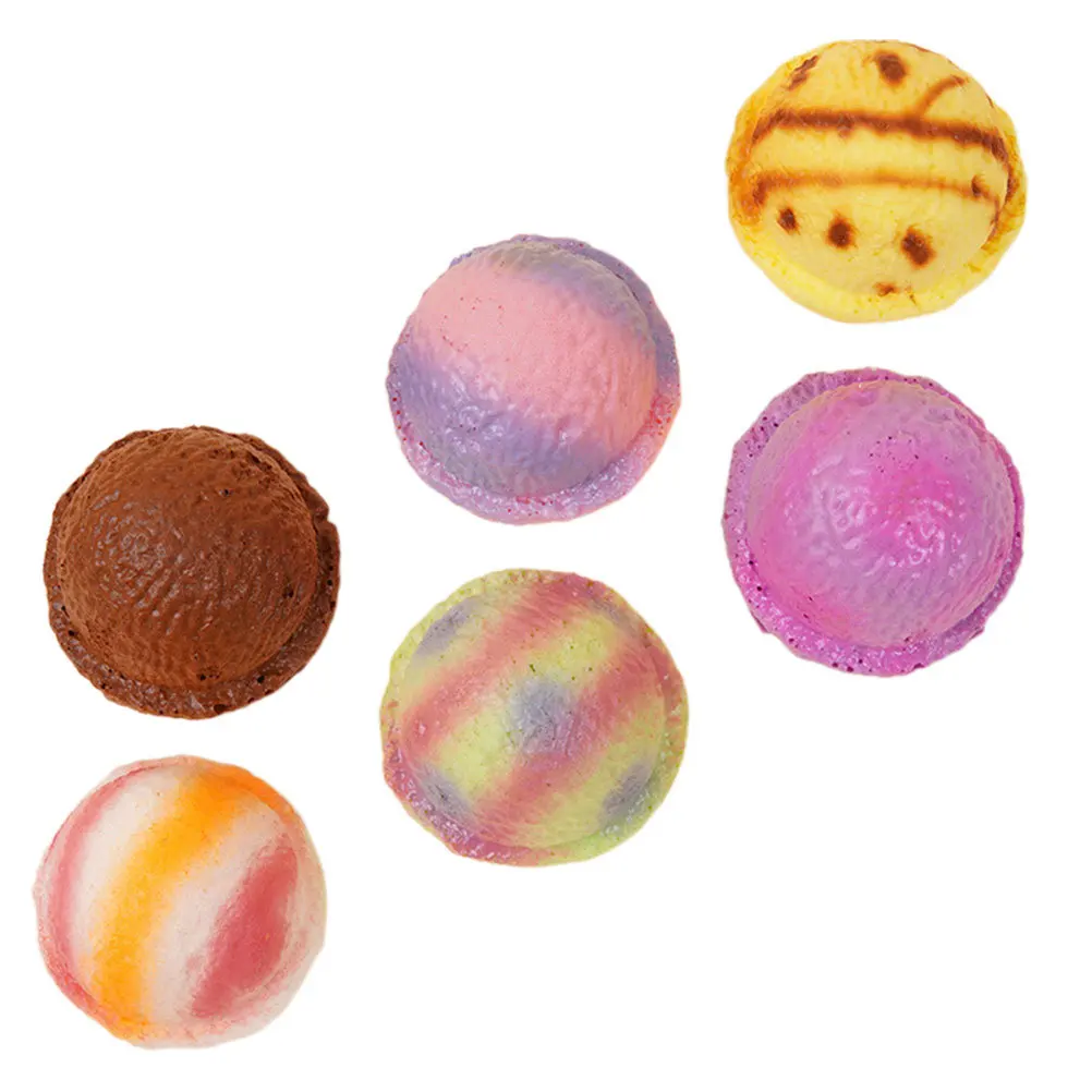 6Pcs Miniature Fake Ice Cream Balls Lifelike Artificial Dessert Decorations for Party DIY Craft Cake Topper Photography Prop