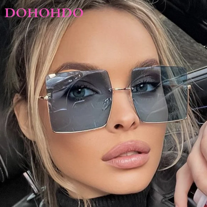

Vintage Half Frame Square Sunglasses Women Men Fashion Personality Design Outdoor Travel Beach Party Eyewear UV400 Gafas De Sol