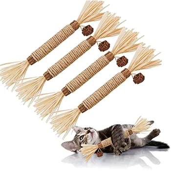 3/10 스틱 천연 고양이 Matatabi 씹는 장난감, 애완 동물 어금니, 은바인 간식, 새끼 고양이 치아 청소, 개박하 장난감, 애완 동물 제품