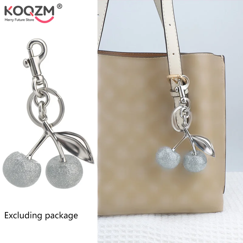 

Fashion Glitter Crystal Cherry Keychain Summer Fruits Cherries Pendant Keyring For Women Men Jewelry Bag Key Accessories Gift