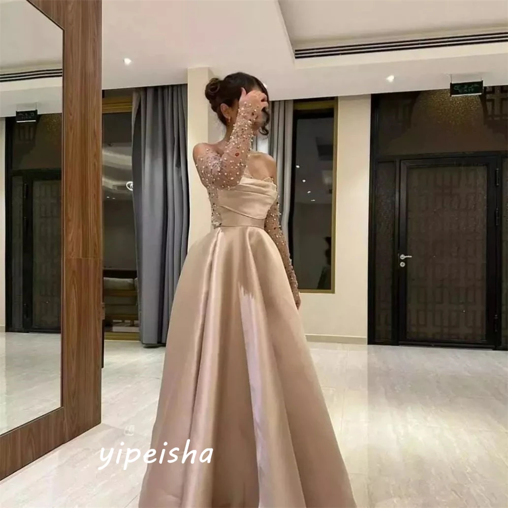 Elegant Prom  Casual  Strapless Ball gown Party Dress Beading  Tulle Shirred Charmeuse Evening