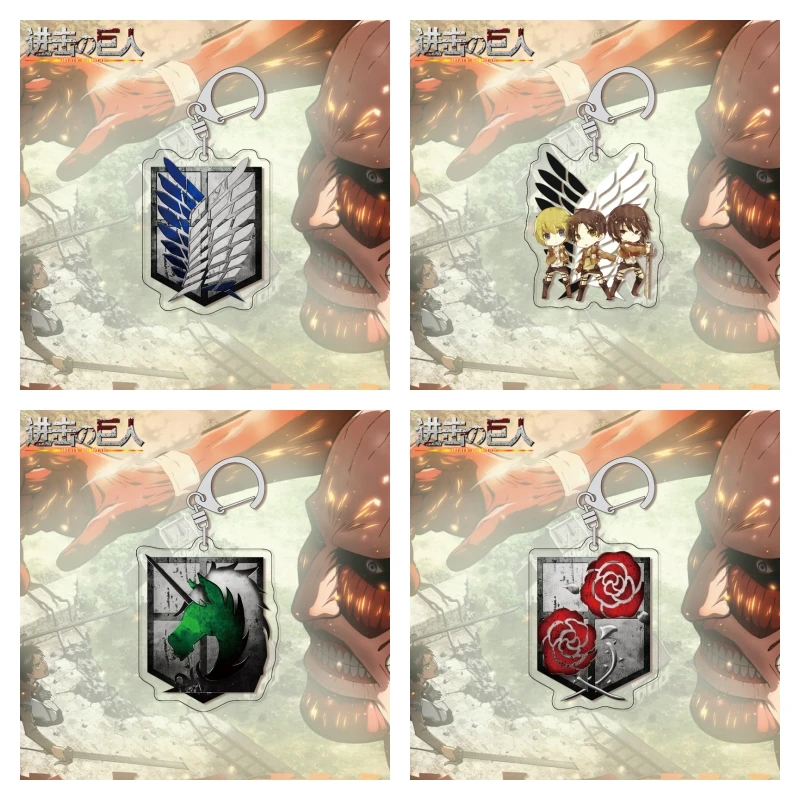 Llavero de Ataque a los Titanes, Anime, Eren, Mikasa, Armin, Levi, Figura Acrílica, Regalo de Cumpleaños para Fans
