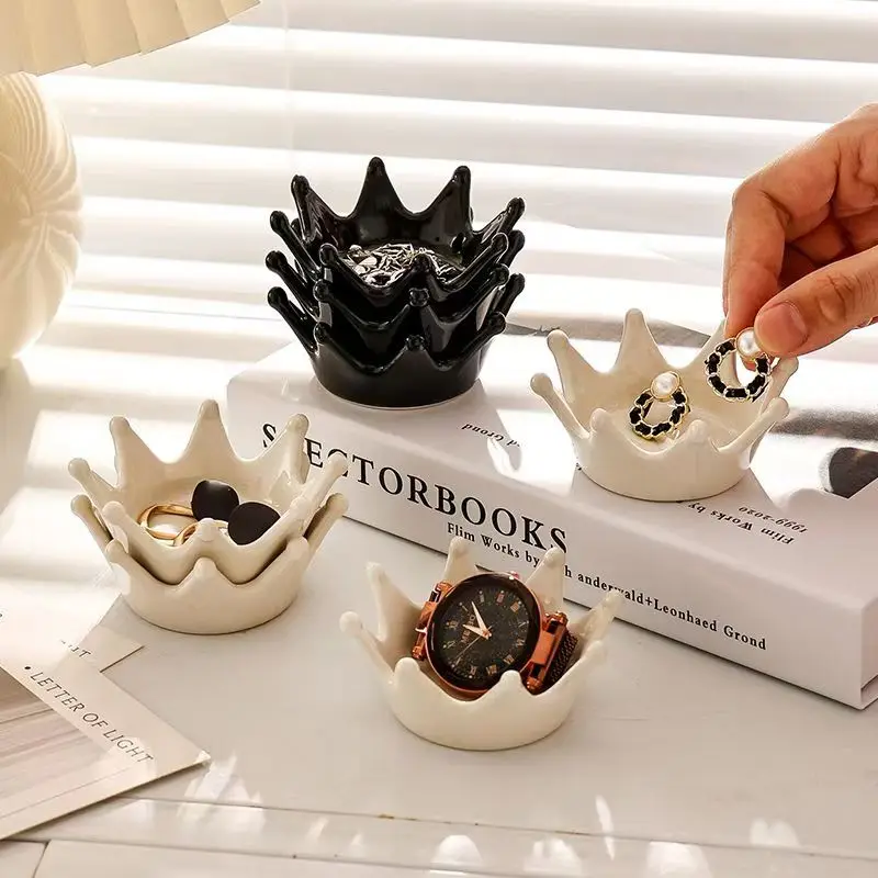 Crown Type Ceramics Ring Holder High Quality Storage Ceramics Display Stand Storage Box Jewelry