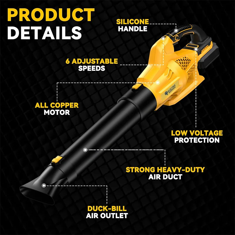 Cordless Power Powerful Leaf Blower Turbine Culvert Handheld Blower Patio Home Power Tool For Dewalt 20V Battery Pin