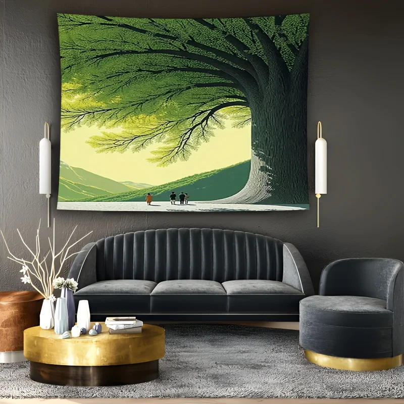 A peaceful landscape painting Digital printing polyester wall hanging tapestry decorative Living room bedrooms background gift