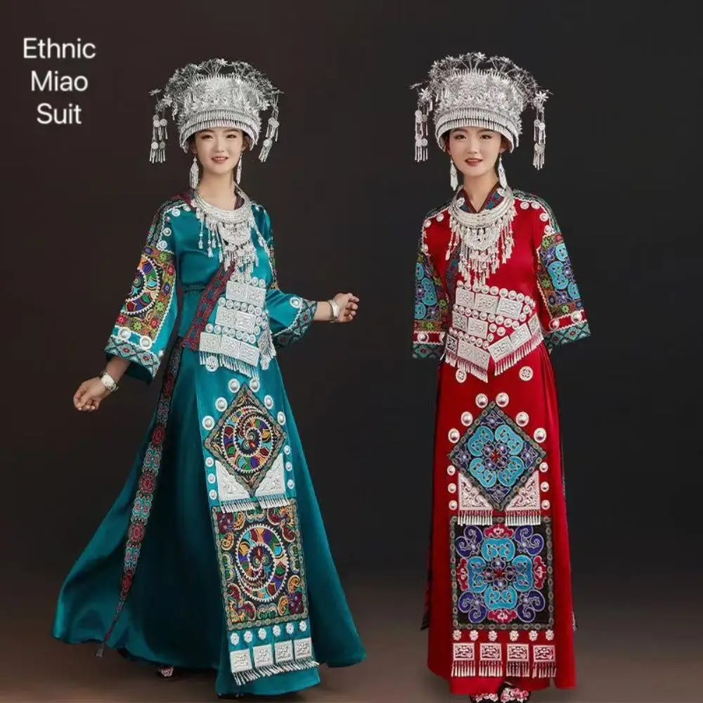 

New Miao Ethnic Embroidery Suit Women Traditional Cultural Festival Costume Niche Classic Village Travel Carnival Photos Hanfu