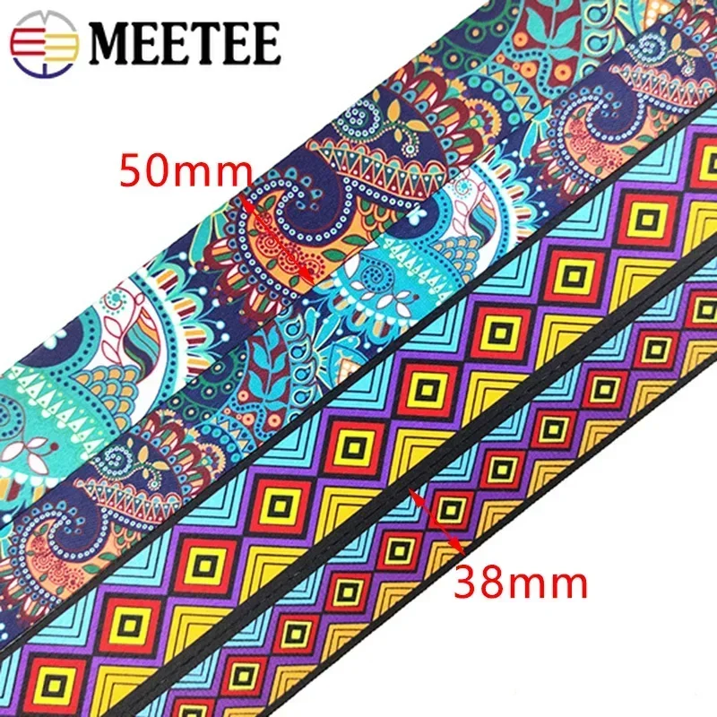 38/50mm Meetee Ethnic Jacquard Webbing Print Nylon Ribbon Bag Strap Tape Belt Sling Clothing Decoration Band Sewing Accessories