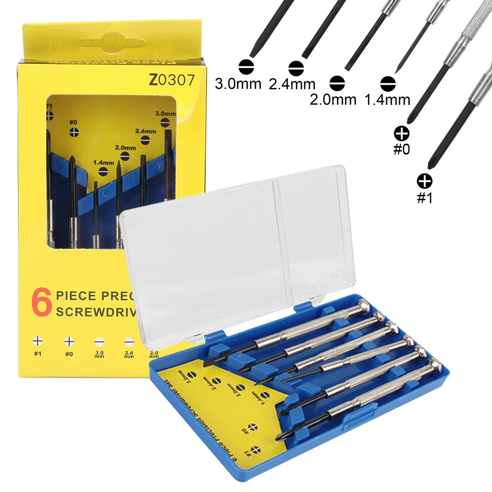 6pcs/set Slotted Phillips Bits Small Screwdriver Set For Watch Glasses Mobile phone Computer Precision Multifunction