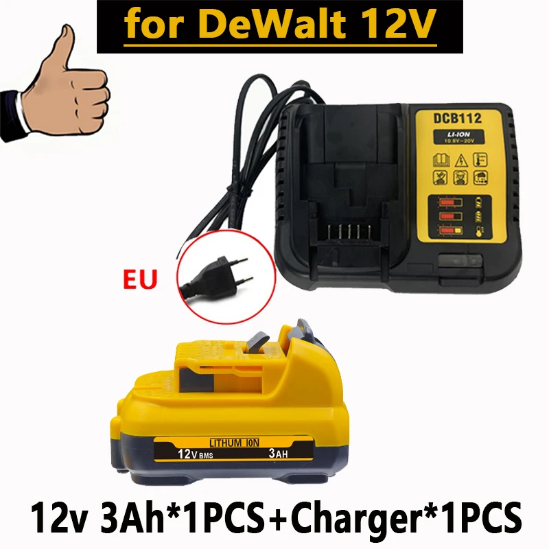 1 Voor DeWalt 12V MAX 2.0Ah 3.0Ah 5.0Ah 6.0Ah Batterij DCB124 DCB125 DCB122 Oplaadbare Gereedschapspakket.