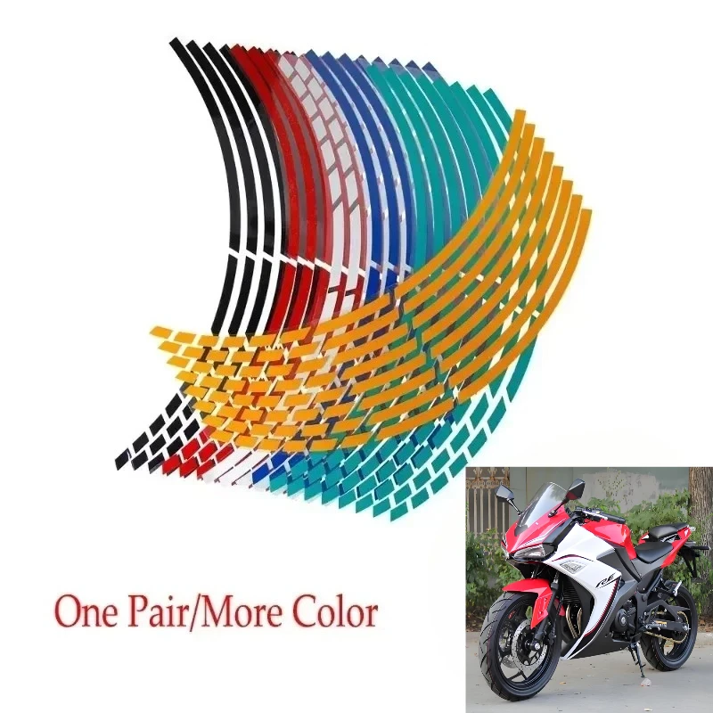 Autocollant de moto autocollants de pneu de voiture bandes de garniture autocollant de roue de vélo réfléchissant universel bande de jante de roue étanche 17 "18"