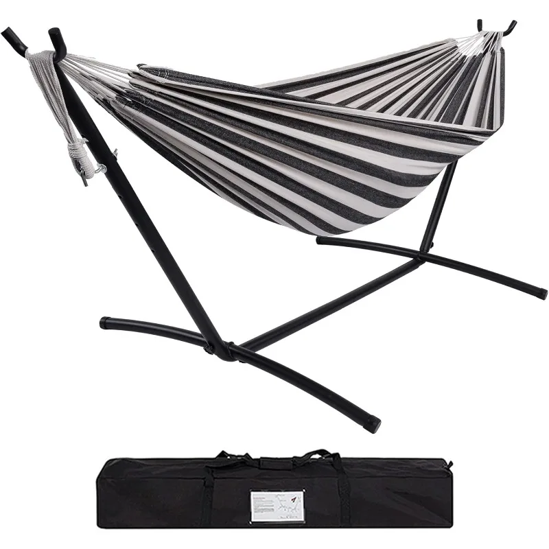 

Hammock with Stand for Outside, Heavy Duty Space Saving Steel Stand with 450 lb Capacity,Double Hammock
