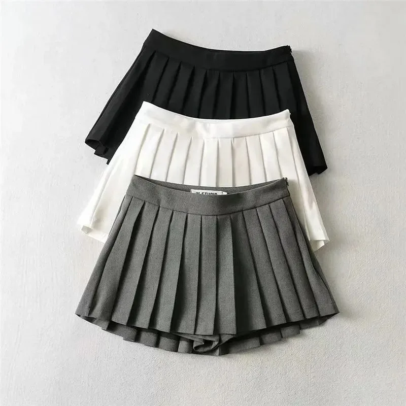 

2024 Sexy Women Pleated Skirts High Waist Summer Vintage Mini Skirts Korean Tennis Student White Designed Dance Skirt