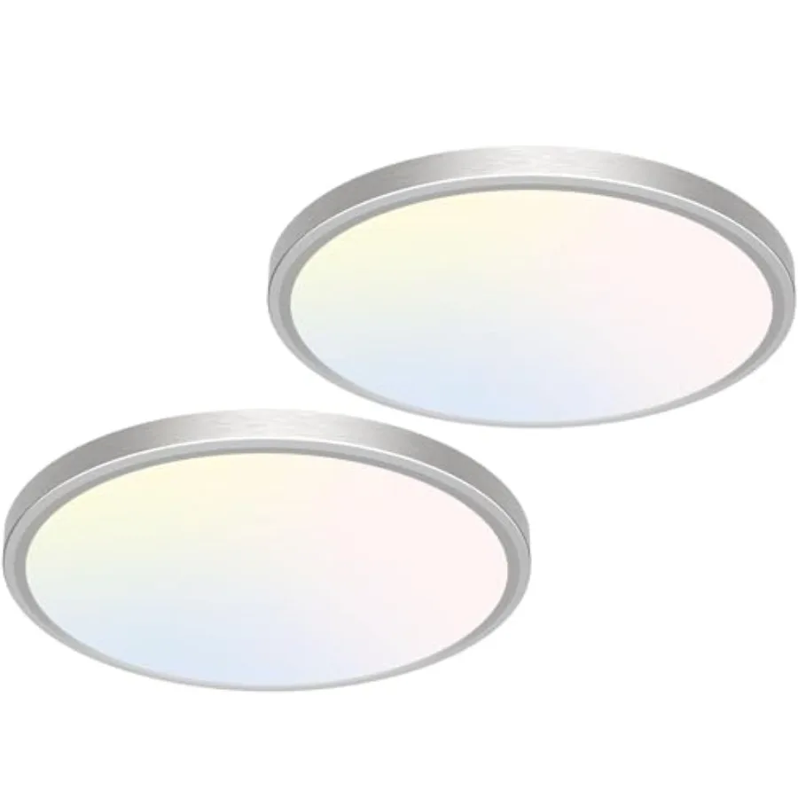 

12 inch Flush Mount LED Ceiling Light Fixture 3000K 4000K 6500K Adjustable 28W 3200lm Satin Round Ceiling Lamp for Bathroom Hal