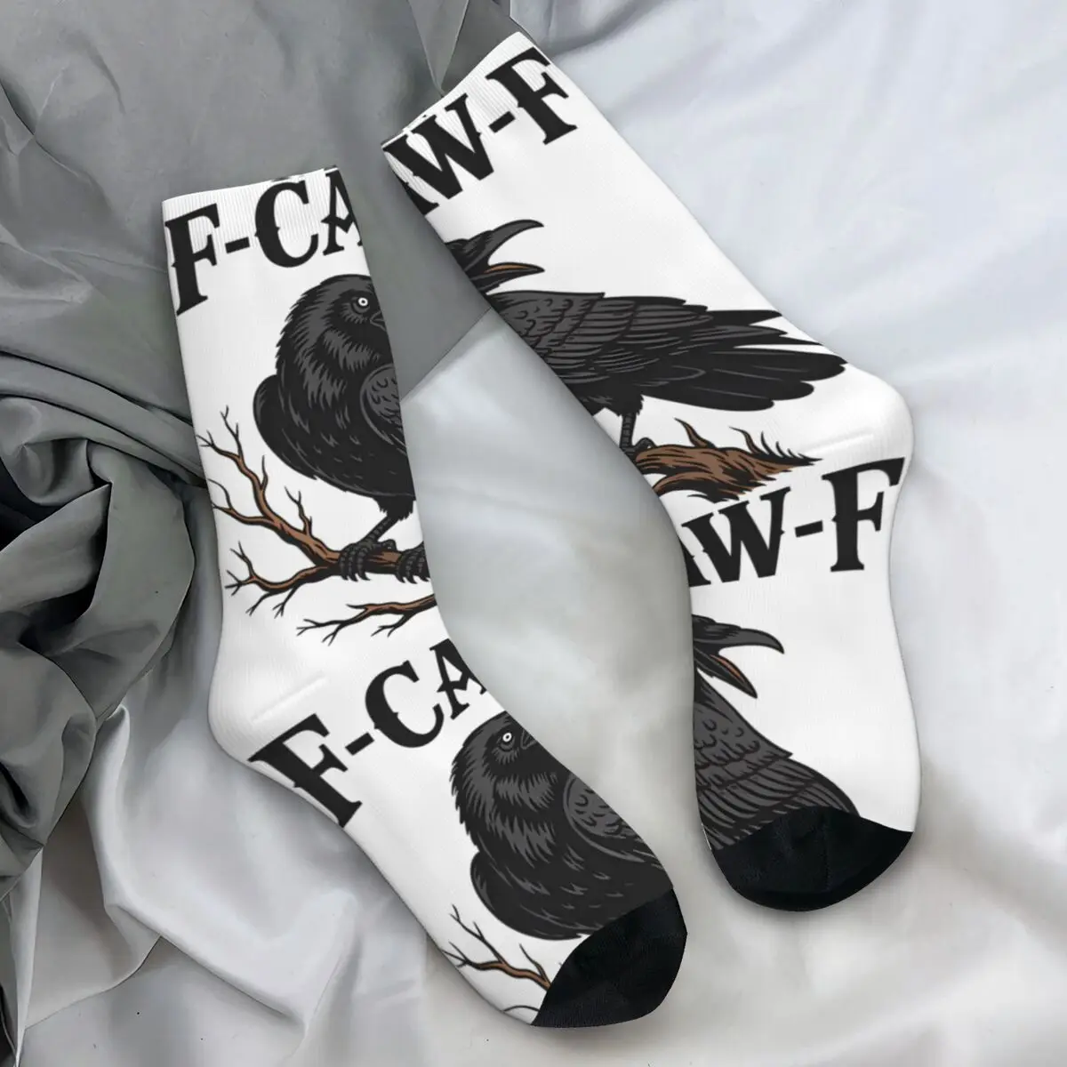 

F-Caw-F забавные воронные готические вороны черные носки с птицами зимние чулки забавные мужские мягкие дышащие носки с узором уличные нескользящие носки