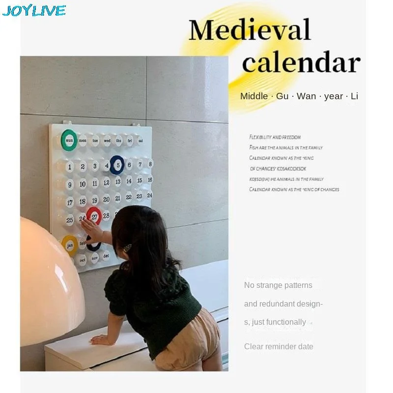 YLIVE-Calendrier personnalisé avec chaîne, ornement décoratif, calendrier perpétuel créatif, accessoires de prise de vue, usage domestique, nouveau,