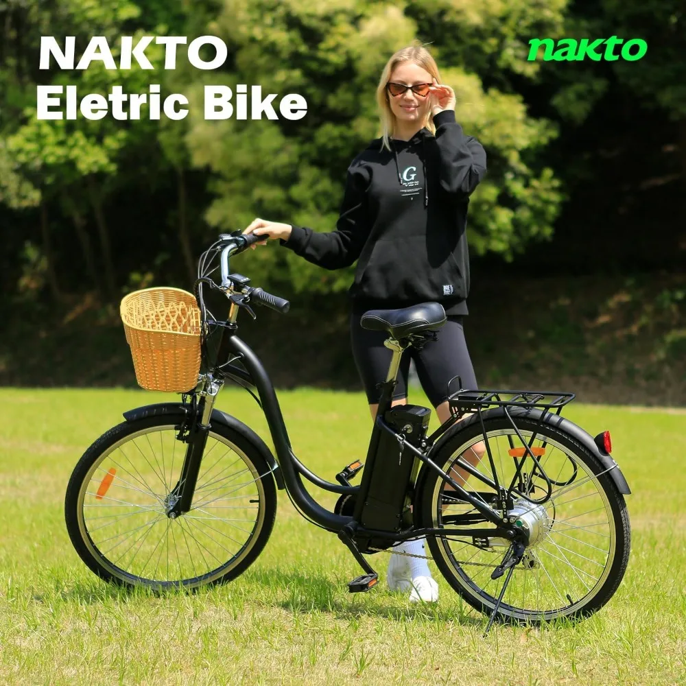 Adult Electric Bike, Peak 500W Electric Bike, with Basket, 48 Mile City Commuter, High Brushless Electric Bike