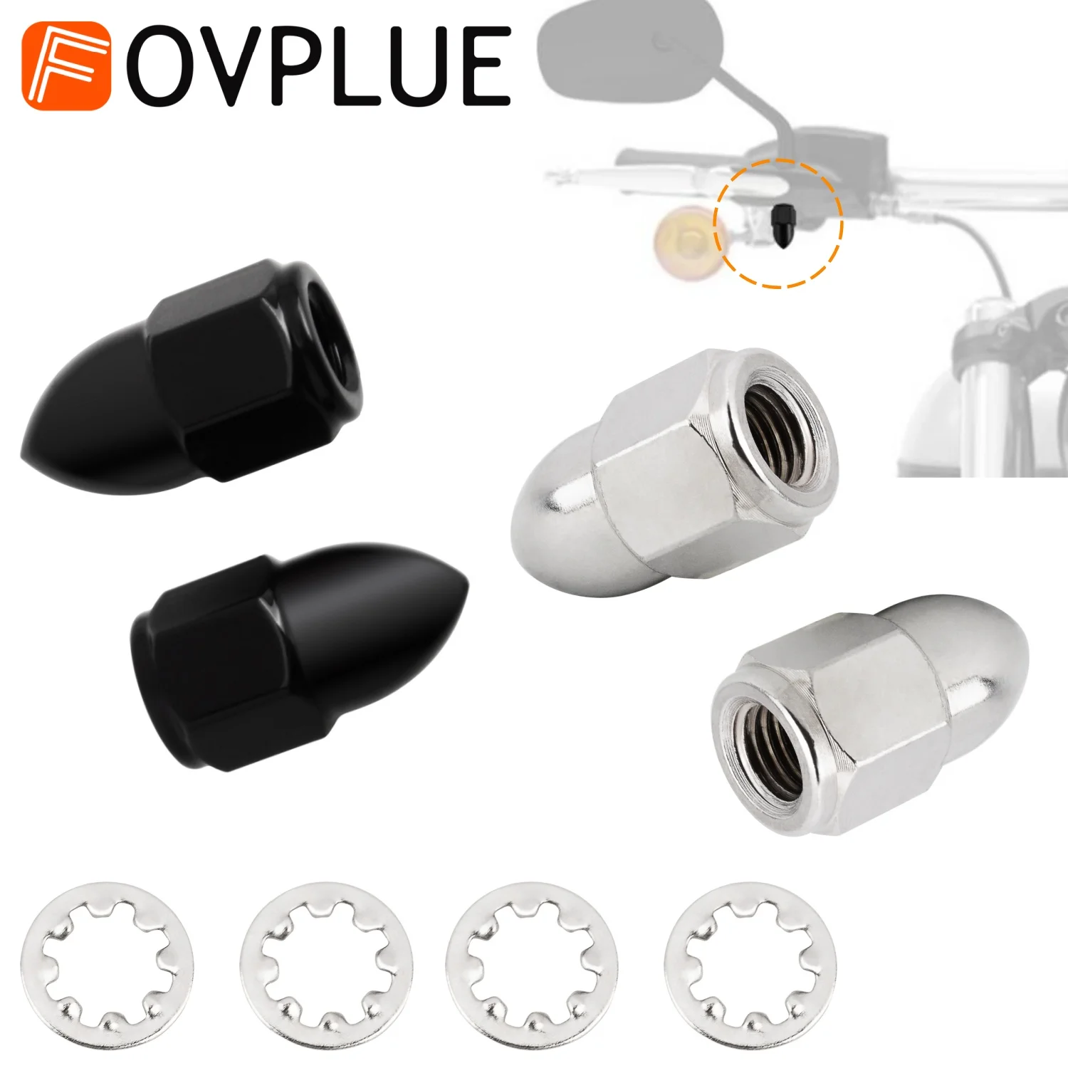 Rearview Motorcycle 5/16″-24 Handlebar Mirrors Nut Kit 1982-UP For Harley Road King Softail Electra Street Glide Sportster 1200