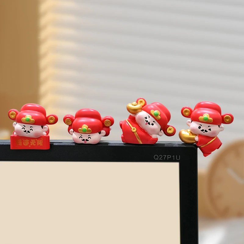 Z. Mini Resin God Of Wealth Figurine, Funny Computer Decor, Craft Sculpture, Tiny Cute God Of Wealth Statues For Car Dashboard