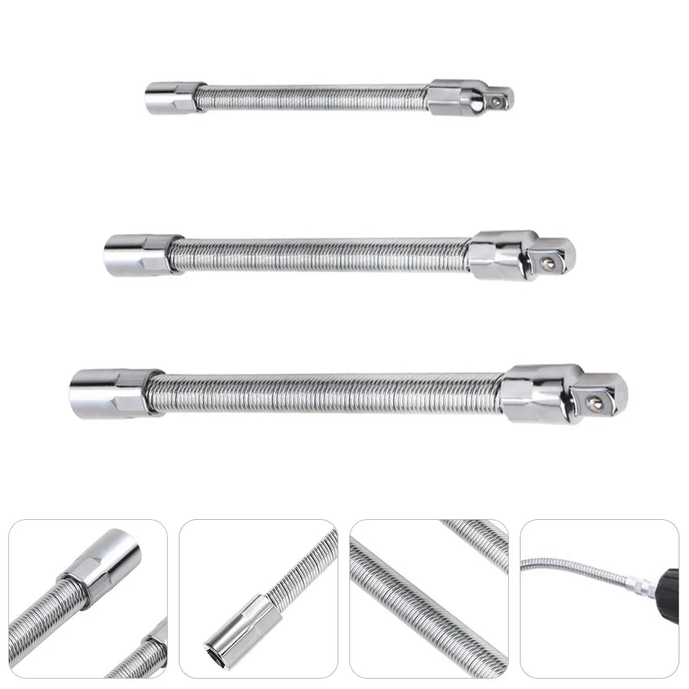 

Набор из 3 гибких удлинителей для бит из пружинной стали, универсальный набор ключей-трещоток для электродрели, адаптер с поворотным держателем для бит