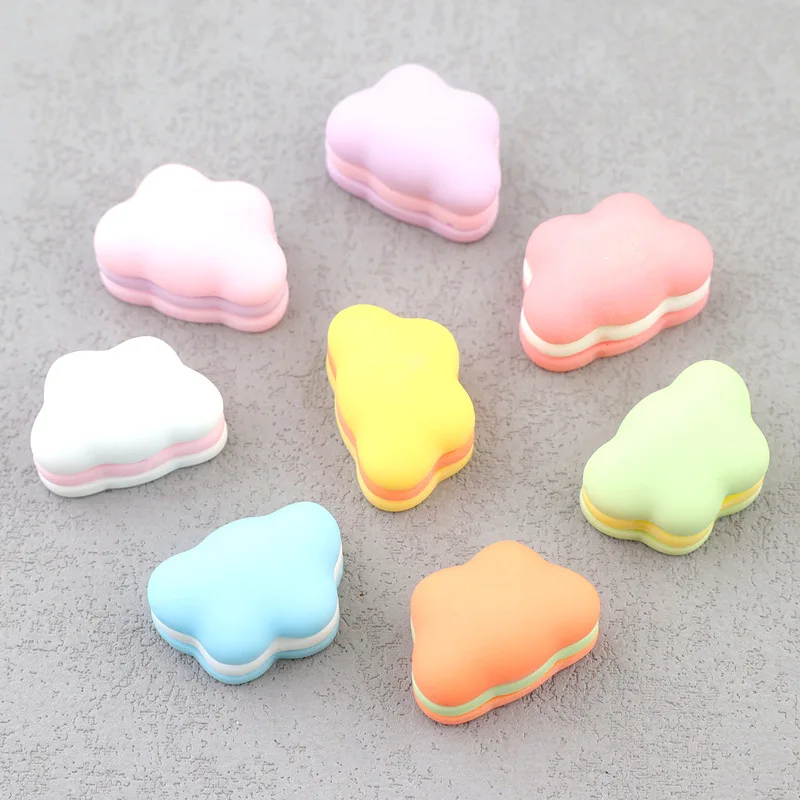 20pcs Macaron Cloud Resin Figurine Craft Flatback Cabochon Scrapbooking Hair Bow Center Embellishments DIY Accessories