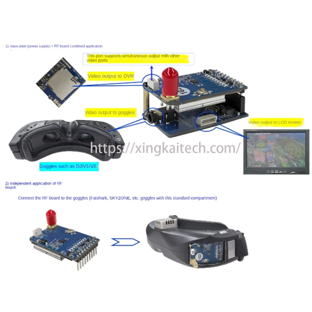 

FPV Drone Goggles RX 1.7G 1.9G 1.6W VRX Video Receiver 8CH PAL / NTSC For FatShark 1.7G VTX Transmitter For Skyzone FPV Goggles