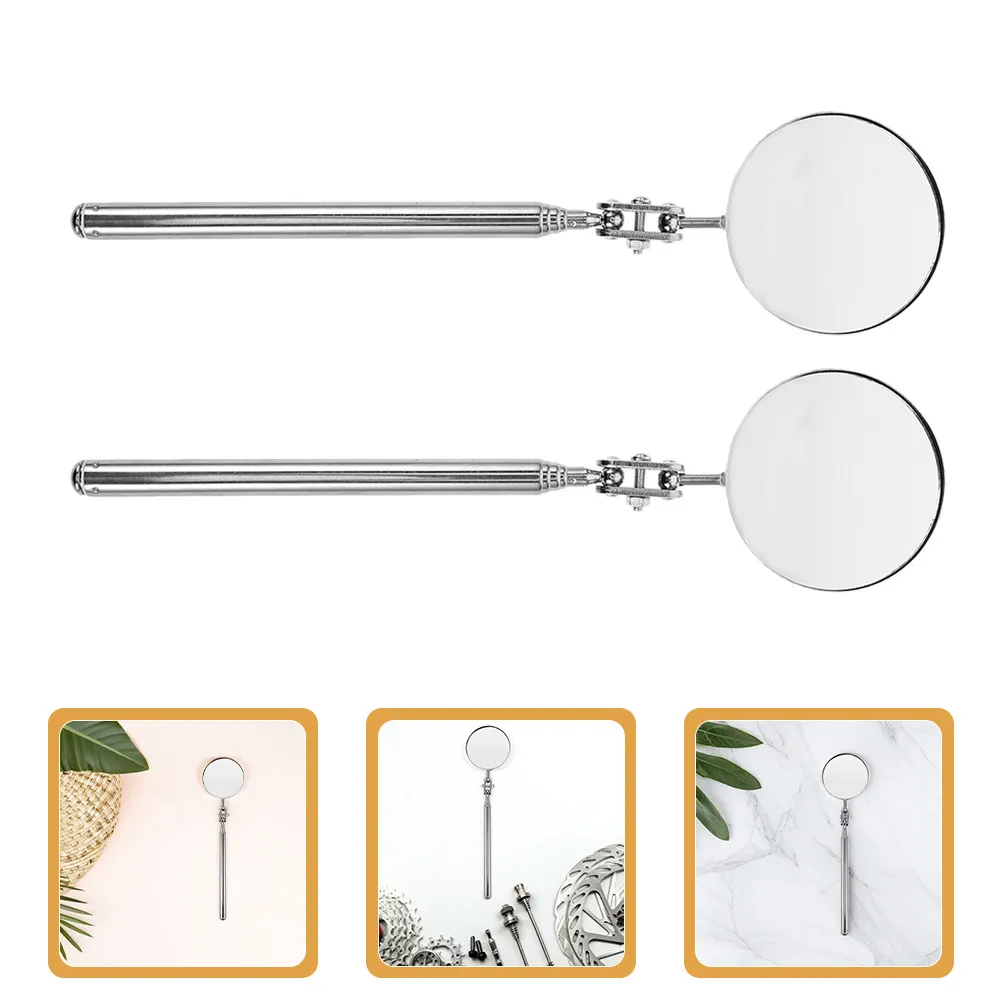 2Pcs Telescopic Inspection Mirror Foldable Extendable Hd Automotive Undercarriage Detection Tool for Mechanics Technicians
