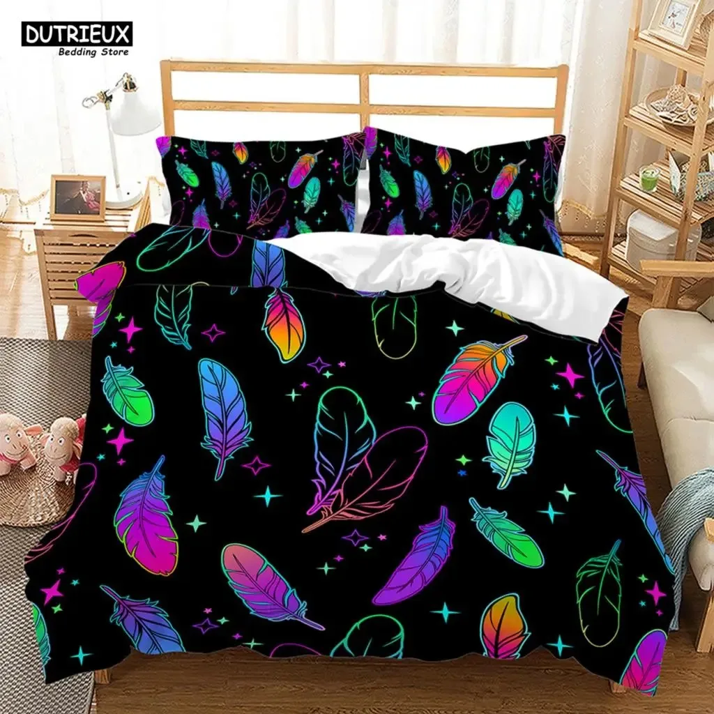 

Luxury Feathers Animal Feather Comfortable Duvet Quilt Cover Pillowcase Bedding Set Children Bedroom Decoration Home Textile
