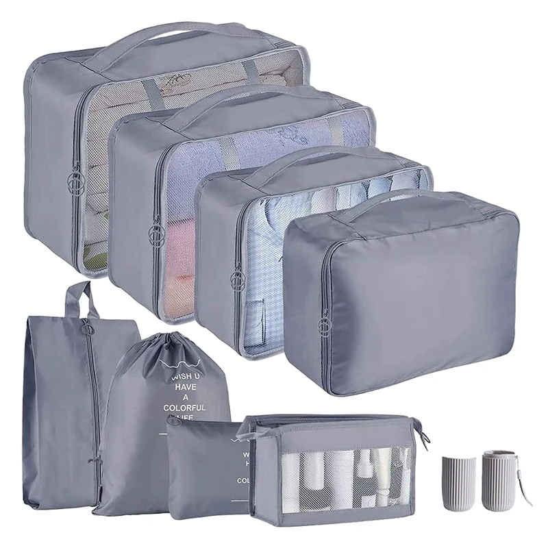 Packing Cubes For Suitcase,9 PCS Travel Packing Cubes Lightweight Suitcase Organizer Bags Set Luggage Packing Organizers