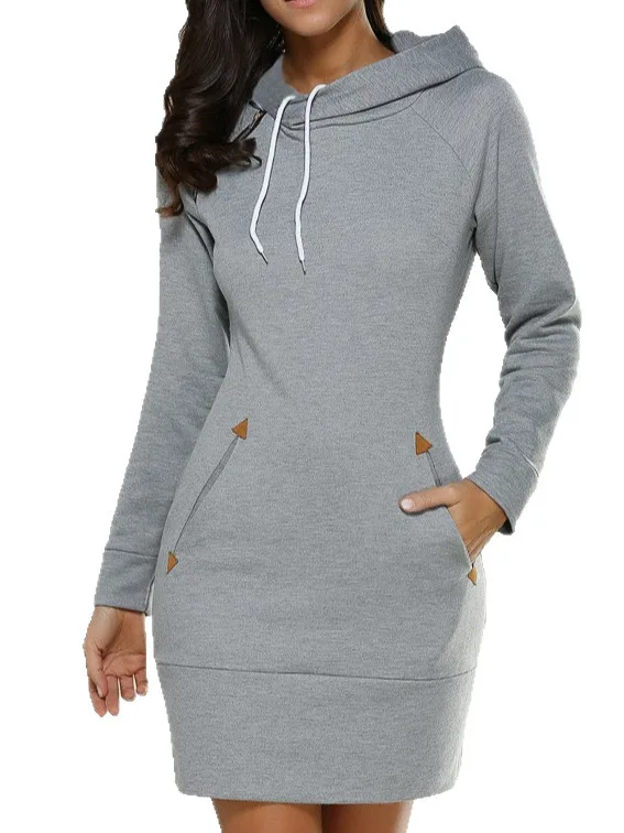 Damska bluza z kapturem, codzienna, długa, dzianinowa, poliestrowa, o średniej długości w pasie, wydłużona bluza z kapturem dla kobiet.