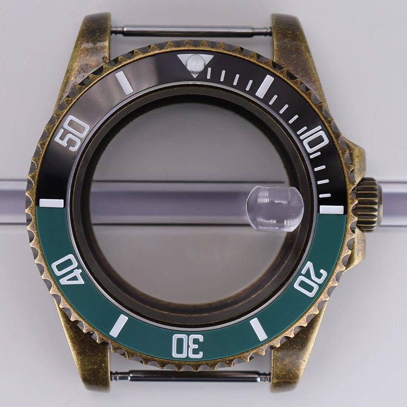 

Bronze Retro 40mm NH35 Watch Case Ceramic Bezel 120 Clicks For SUB NH35 NH36 NH34 NH38 NH70 Movements 28.5mm Dial Sapphire Glass