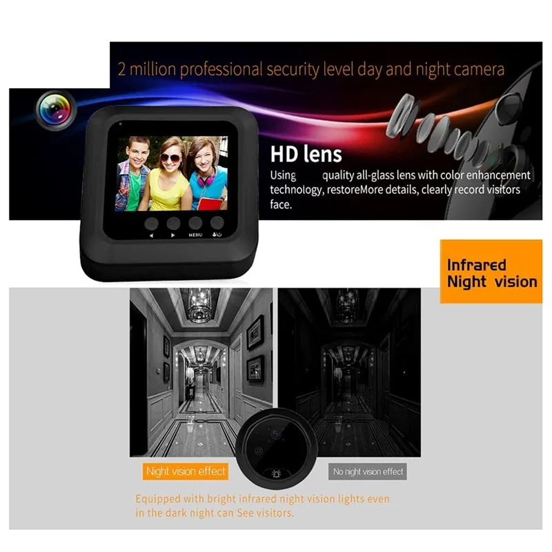 ABSY Digital Door Surveillance Camera Photoable Access Control Camera With 2.4 Inch LCD Screen