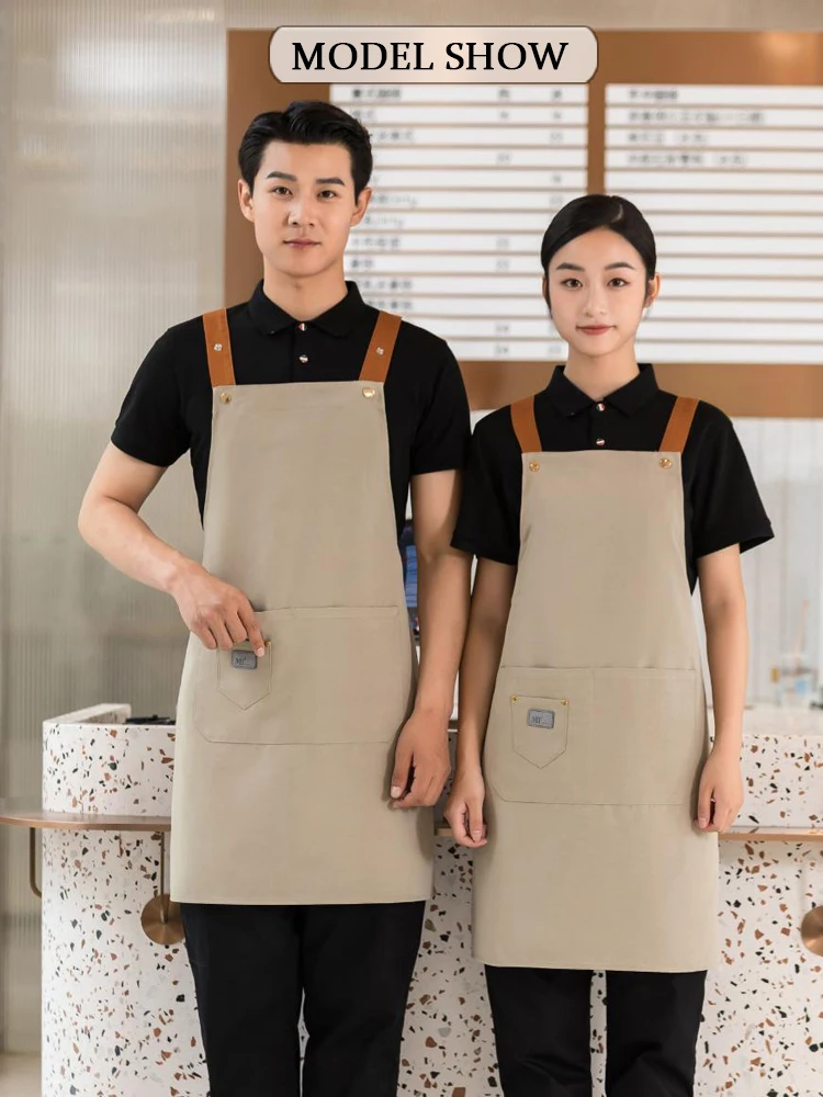 Waterdicht Vlekbestendig Canvas Schort Afneembare mouwen - Multi-Industrie Gebruik voor restaurants Bubble Tea Shops Bloemisten en cafés
