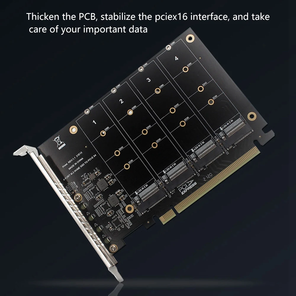 

PCIE To NVME 4 Bay M2 M Key Type SSD To PCIE16X Expansion Card Adapter Car
