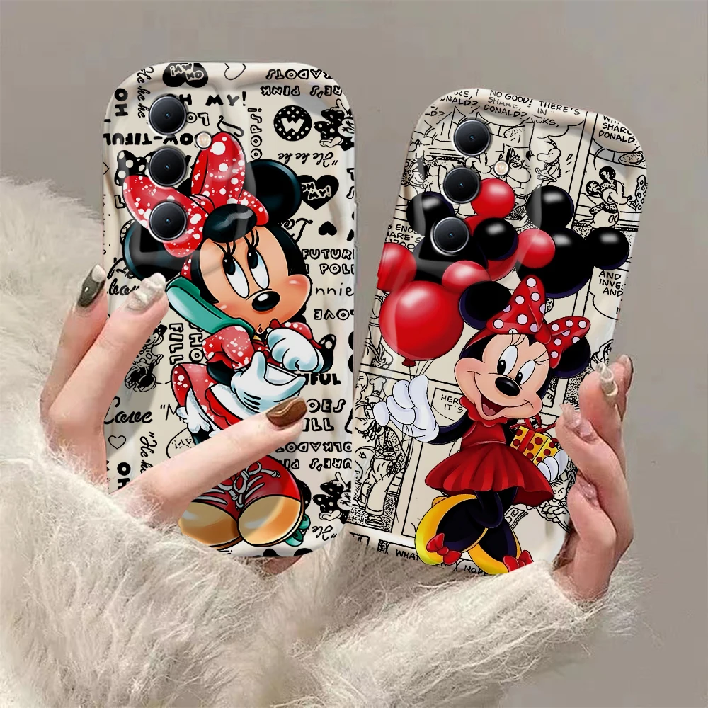 Cute Cartoon Disney Minnie 3D Wave Case For OPPO A98 A94 A93 A92 A79 A78 A76 A58 A57 A55 A38 A33 A17 A16 2020 4G 5G Back Cover