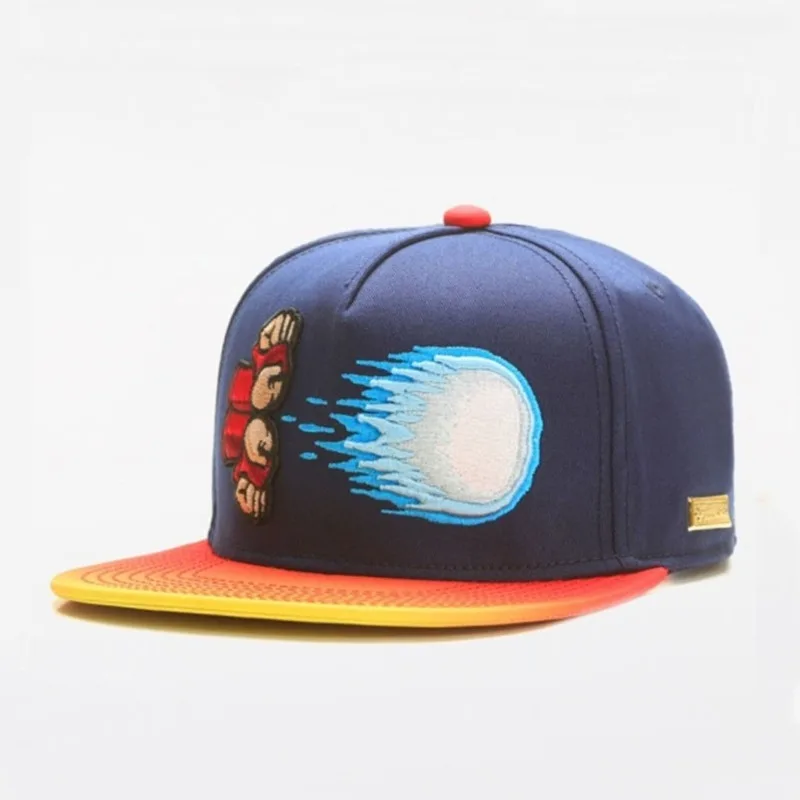 

Embroidered Hip Hop Style Hip Hop Hat Word Cartoon Qigong Wave Baseball Cap Adult Flat Brim Hat Hats for Men Baseball Cap
