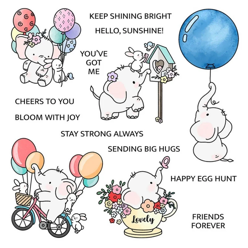

Balloon Elephant Silicone Transparent Clear Stamp Embossing Carbon Steel Cutting Dies Mold for Journal Decoration Pattern