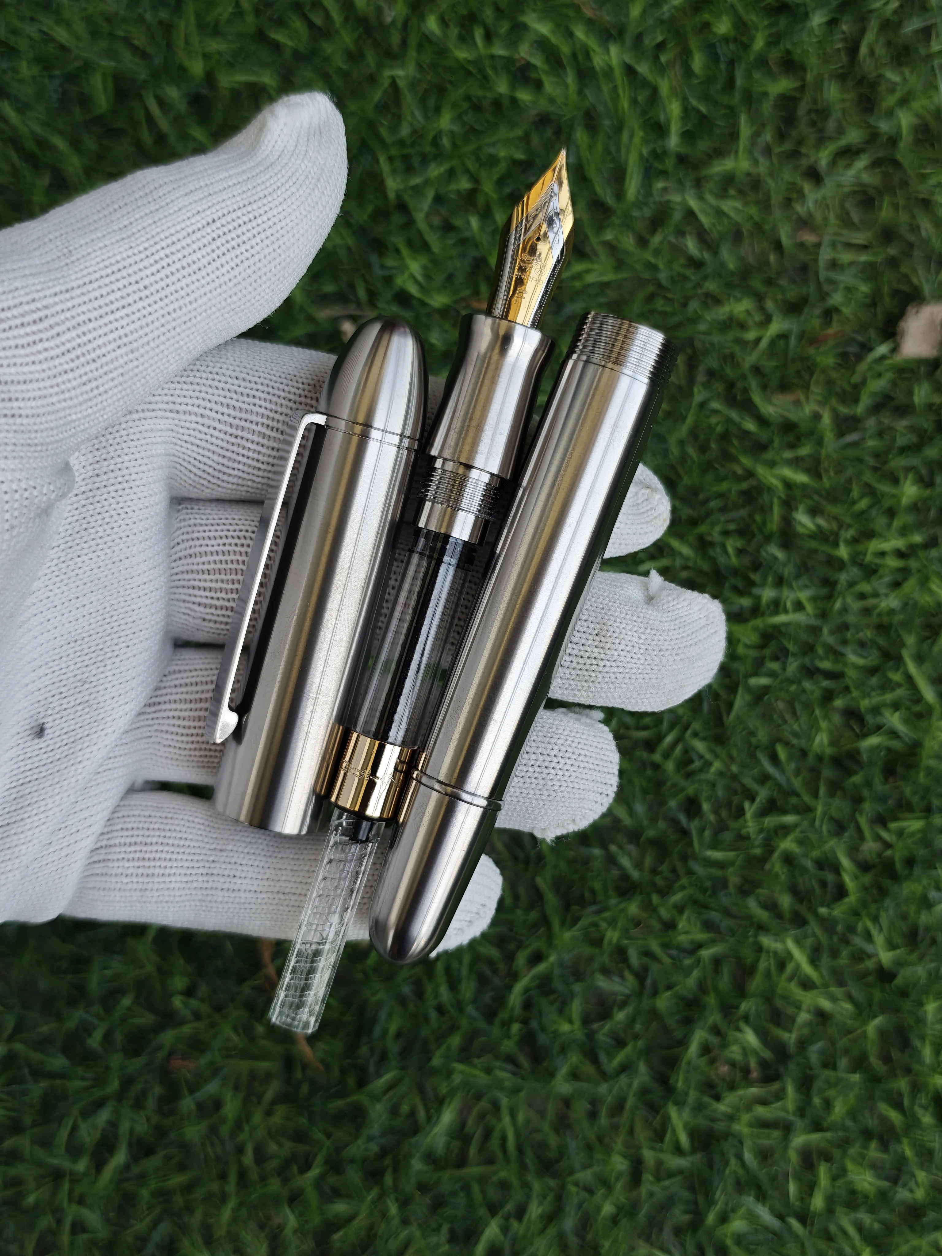 

Giant Large Titanium Metal Jinhao NO.8 Nib/NO.6 BOCK Fountain Pen Business Writing Smooth Office Gift 155mm Length